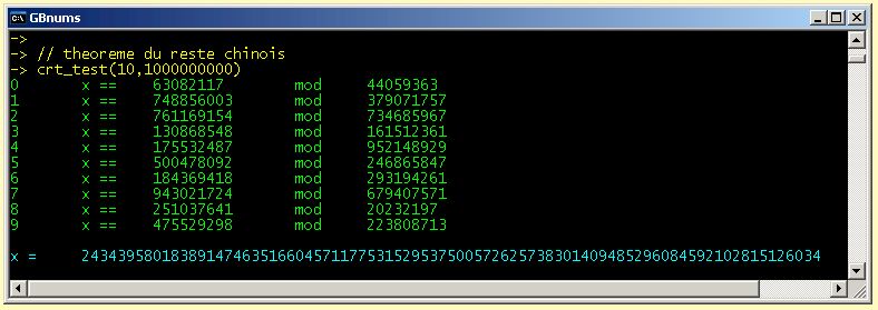 crt() : Chinese remainder theorem function